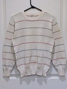EUC 80s Big Way M Striped Knit Drop Shoulder Sweater